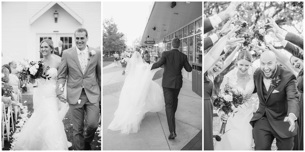 Collage of Wedding Party Exits 