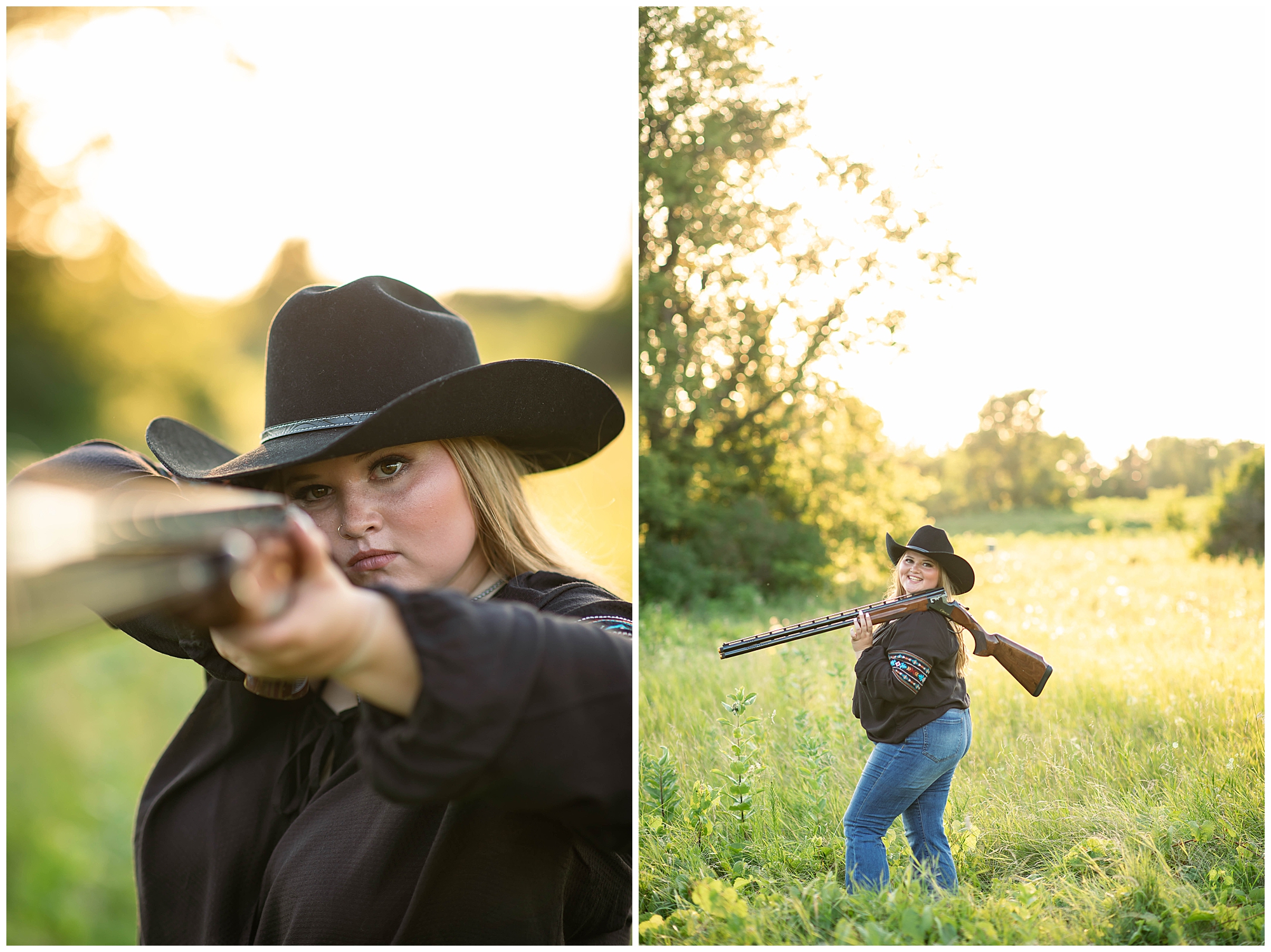girls trap shooting and hunting senior pictures