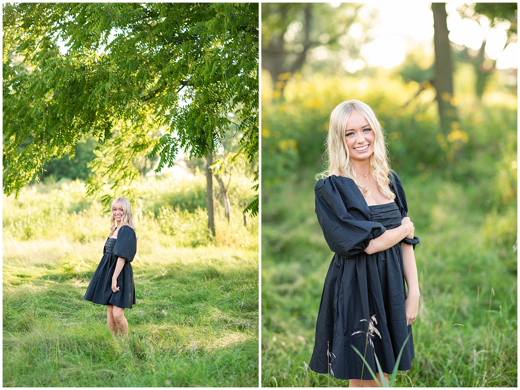 black dress in senior pictures, late summer and early fall fashion inspo