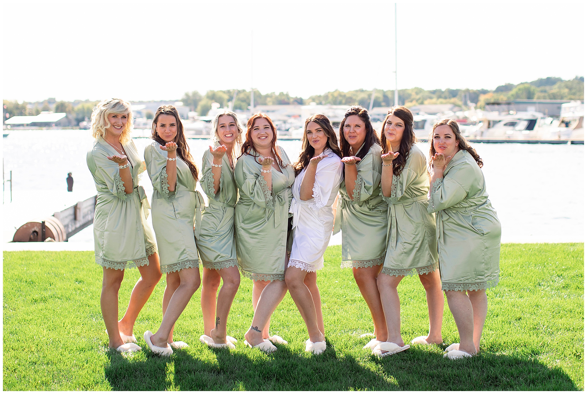 bridesmaids in satin robes