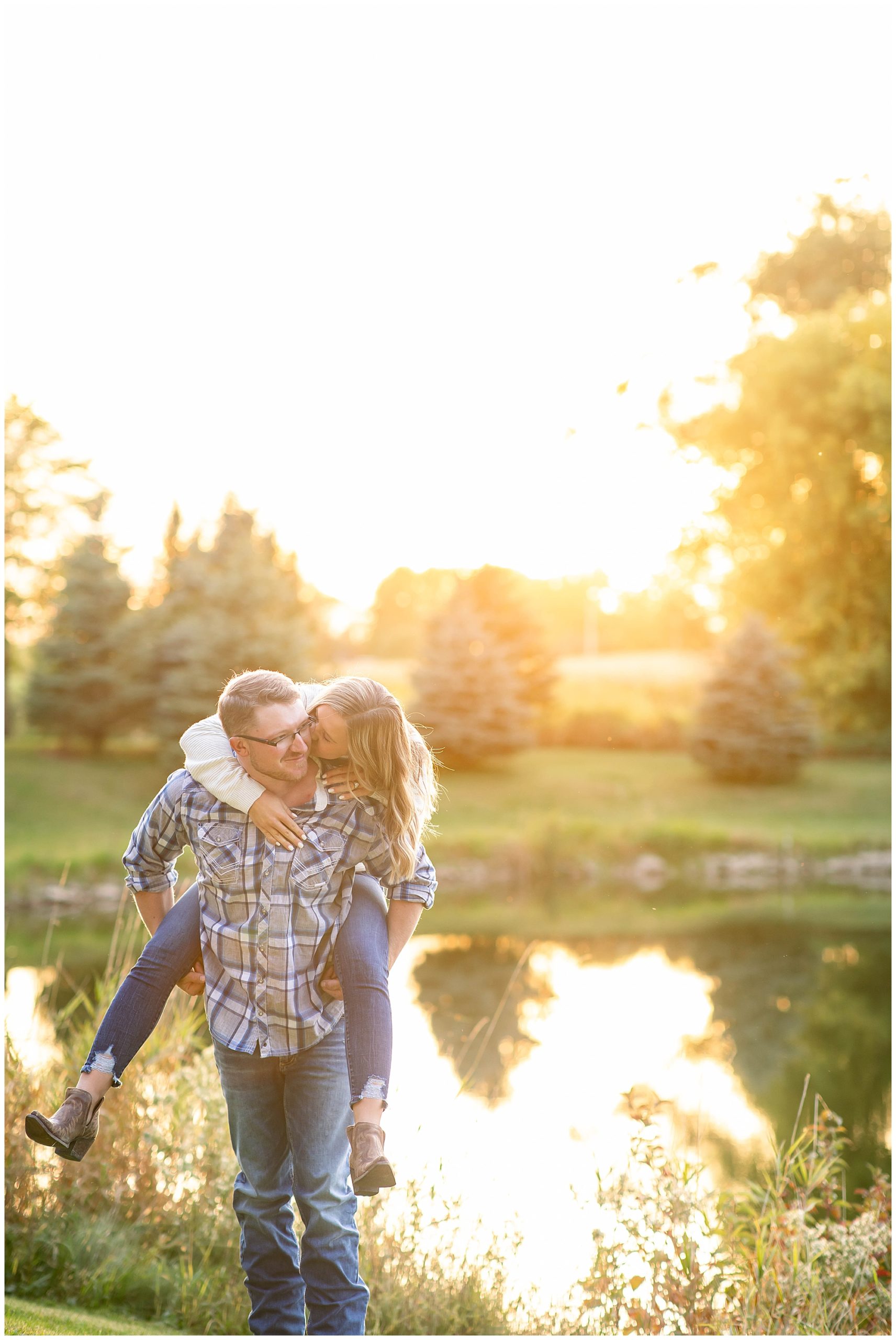 Fall engagement session by the pond