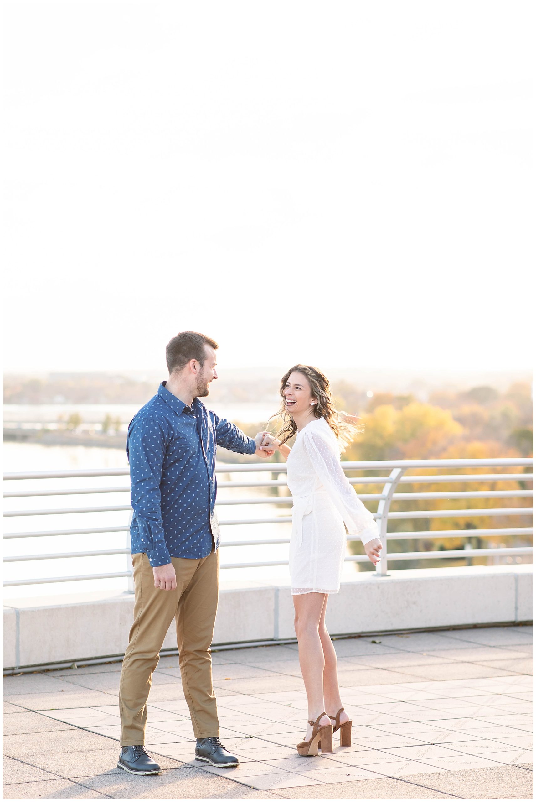 Fall Engagement Photos Near Madison WI Capitol 