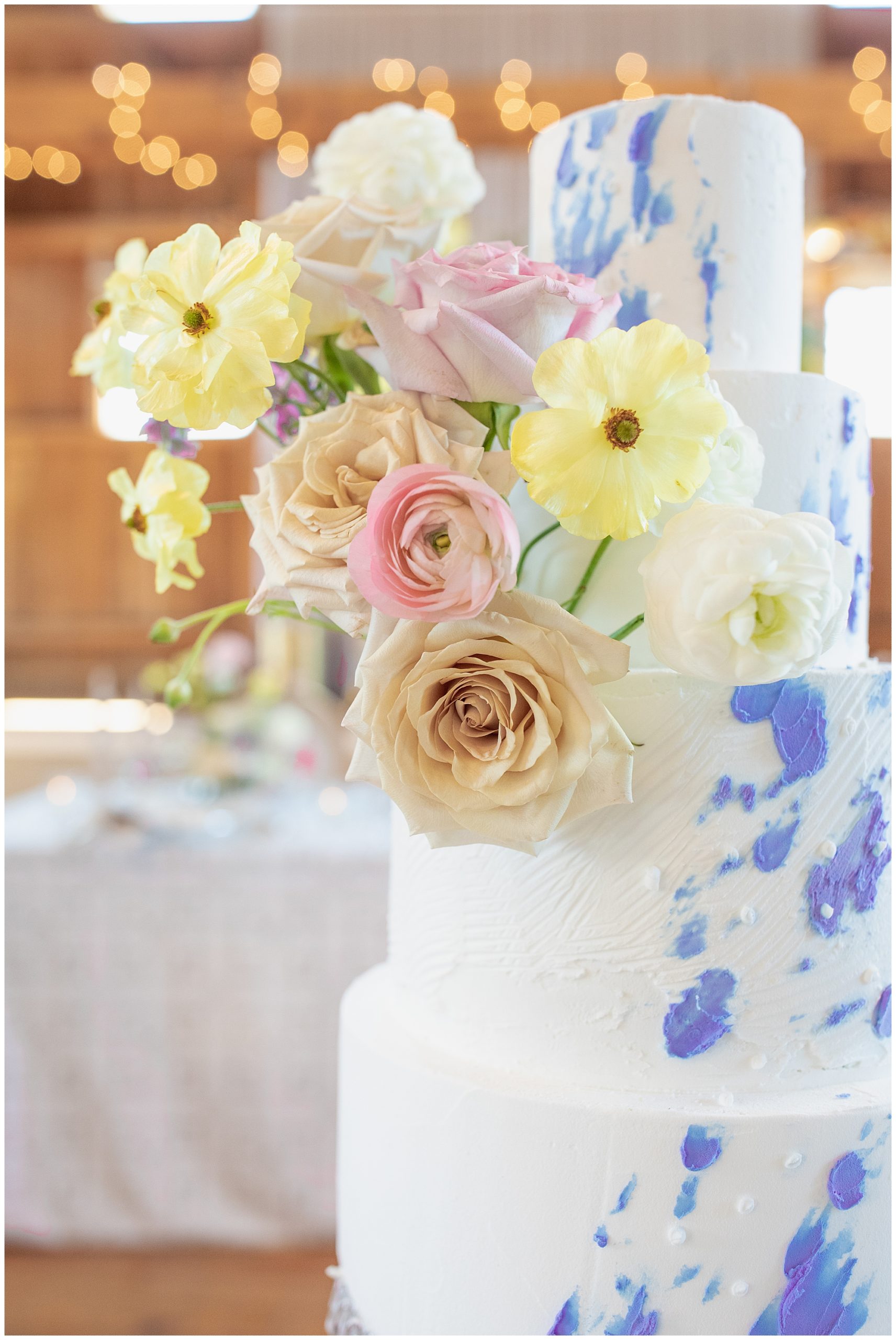 spring wedding cake with fresh florals 
