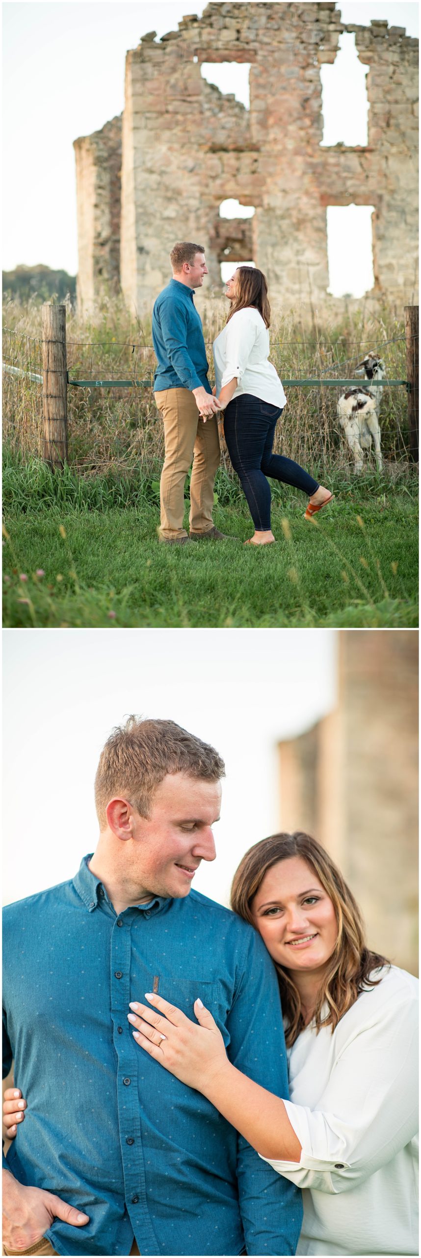 engagement session at Indian Lake ruins near Madison WI 