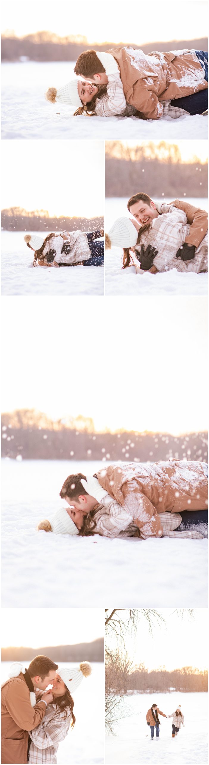 romantic, snowy winter session for couples in Madison WI