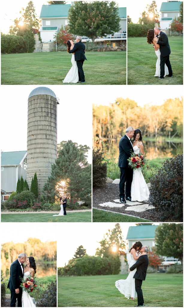 sunset couples portraits at Harvest Moon Pond